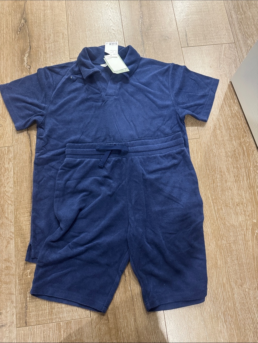 H&M Navy Blue Terry Polo & Shorts Set